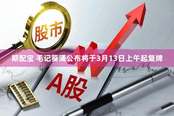 期配宝 毛记葵涌公布将于3月13日上午起复牌