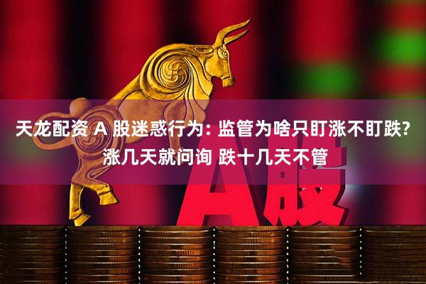 天龙配资 A 股迷惑行为: 监管为啥只盯涨不盯跌? 涨几天就问询 跌十几天不管