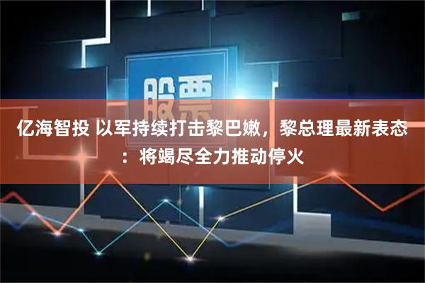 亿海智投 以军持续打击黎巴嫩，黎总理最新表态：将竭尽全力推动停火