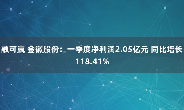 融可赢 金徽股份：一季度净利润2.05亿元 同比增长118.41%
