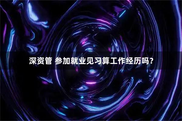 深资管 参加就业见习算工作经历吗？
