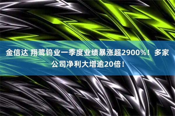 金信达 翔鹭钨业一季度业绩暴涨超2900%！多家公司净利大增逾20倍！